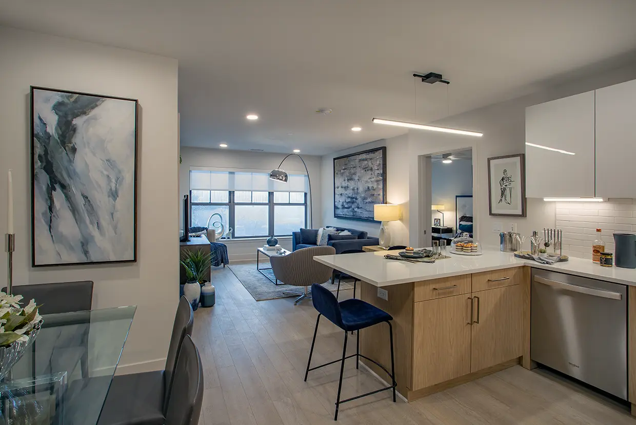 Open Living Space showing Dining Area, Kitchen and Living Room in Model 209