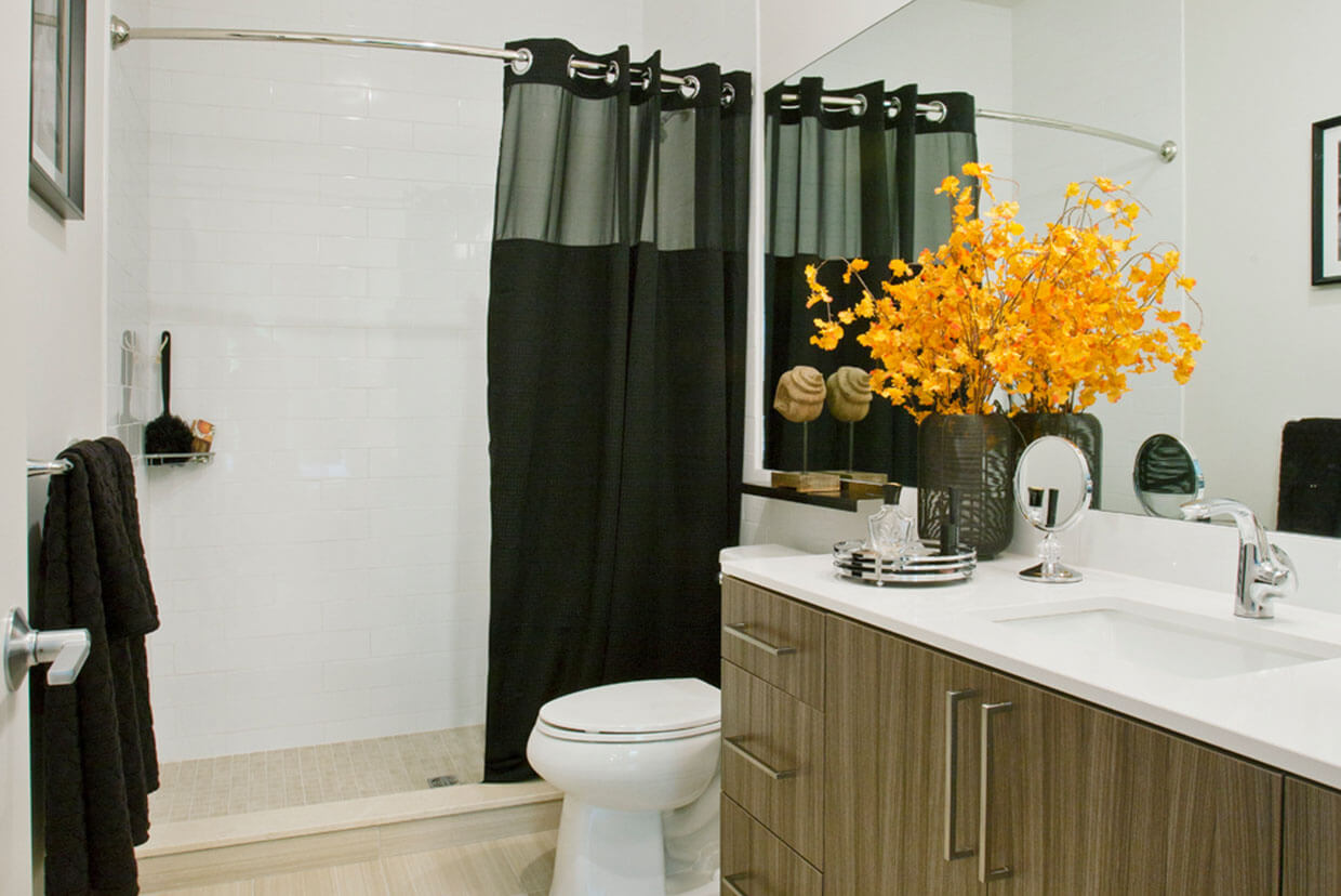 Designer Bathroom with Large Vanity & Walk-in Shower