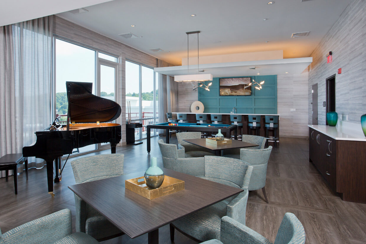 Club Lounge Piano and Billiard Table
